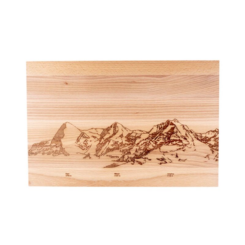 Holzbrett-Schneidebrett-Gross-Eiger-Mönch-Jungfrau-Berge-Alpen-Swiss-Buche-1