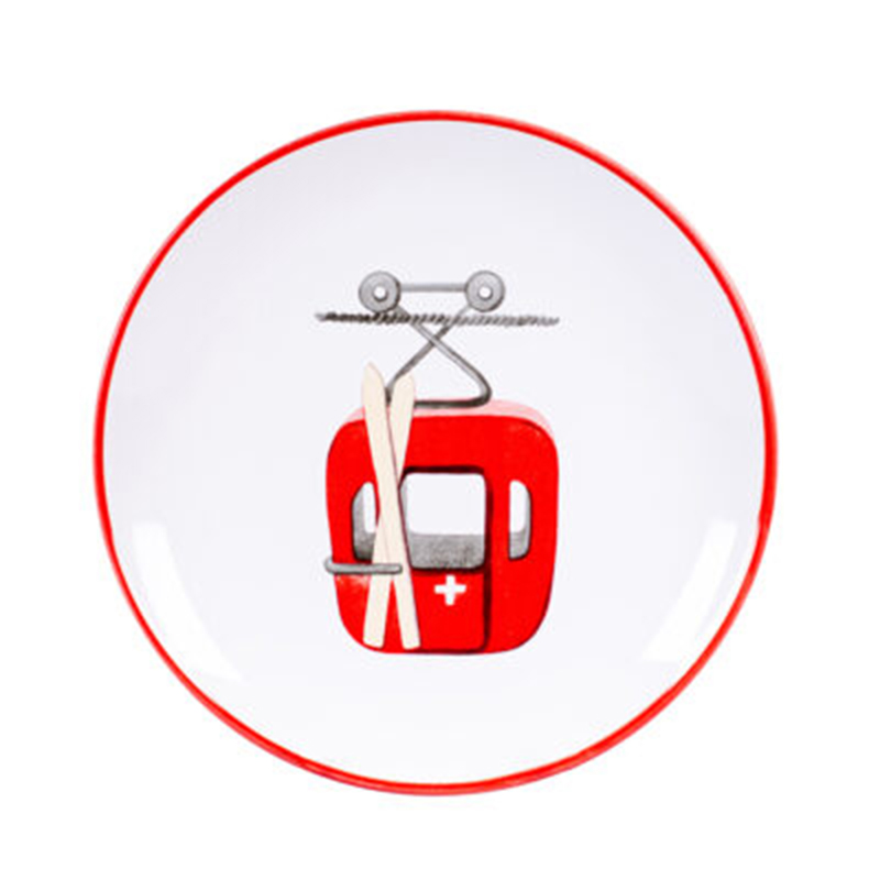 Vorspeiseteller-Teller-Gondel-Winter-Winterland-2er-Set-Keramik-Alpen-Berge-Swiss-Kadastar-1